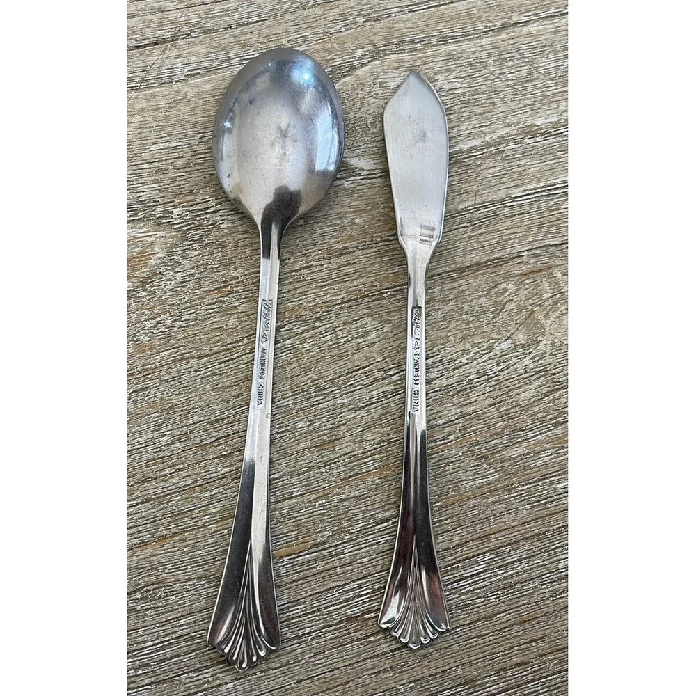 2 Lot of Rogers Stainless China Silverware 1 Table Spoon, 1 Butter Knife